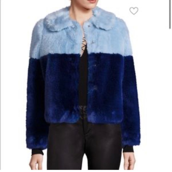 Alice + Olivia Colorblock Pattern Faux Fur Jacket EUC Size S - Picture 4 of 5